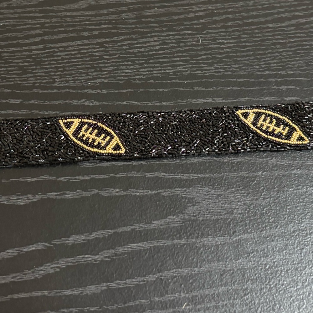NEW Black and Gold Football Beaded Purse Strap Game Days - Picture 6 of 10